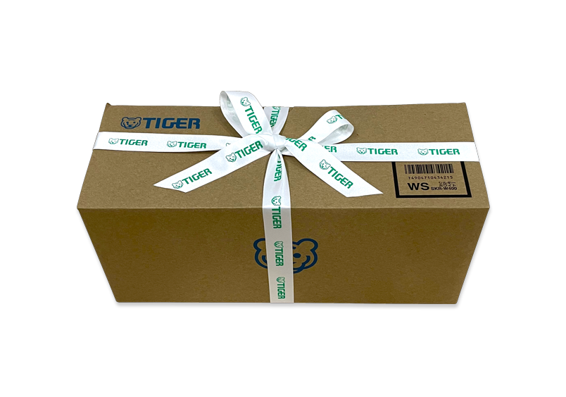 Conceptual image of ribbon-wrapped package (white)