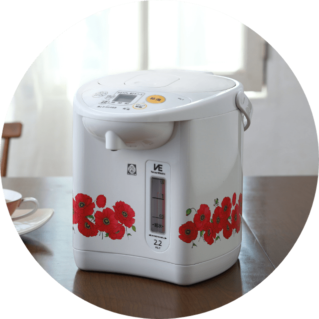 [Floral (Poppy) Pattern] Vacuum Electric Water Boilers & Heaters PIL-T220