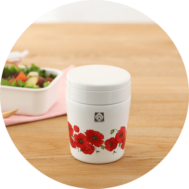 [Floral (Poppy) Pattern] Vacuum Insulated Food Jars MCL-T030