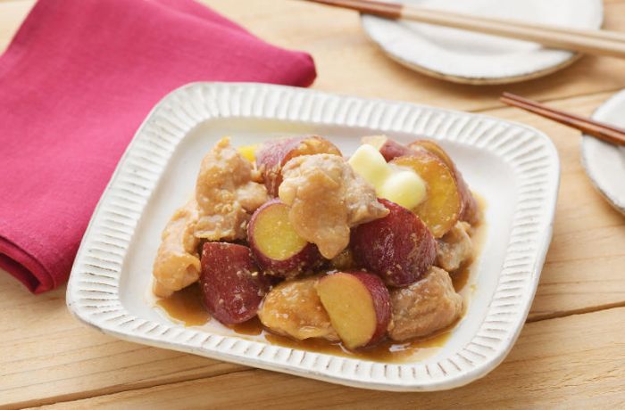 Sweet potato and chicken simmered in miso butter