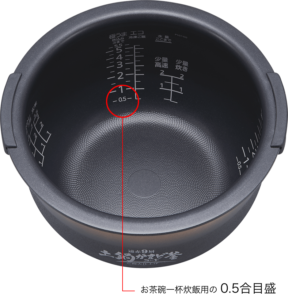 お茶碗１膳に最適な0.5合目盛