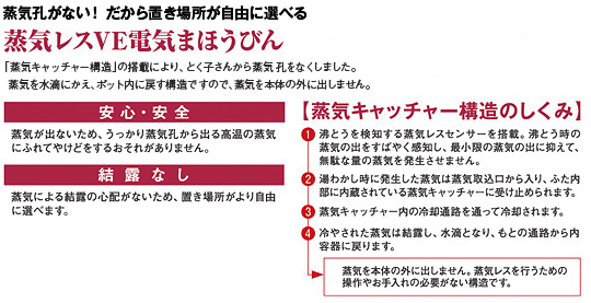 蒸気レスVE電気まほうびん