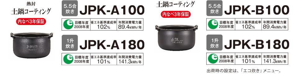 熱封土鍋コーティング 内なべ3年保証 JPK-A100 JPK-A180 / 熱封土鍋コーティング 内なべ3年保証 JPK-B100 JPK-B180