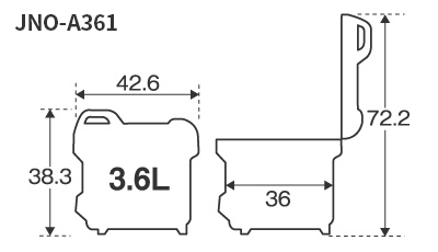 JNO-A361 Detailed dimensions (including width, height, and depth in cm)