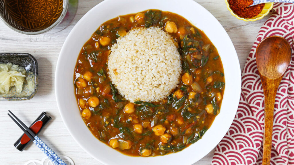 Spinach and Chickpea Curry Rice
