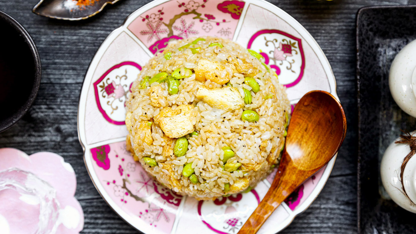 Edamame and Fried Tofu Rice