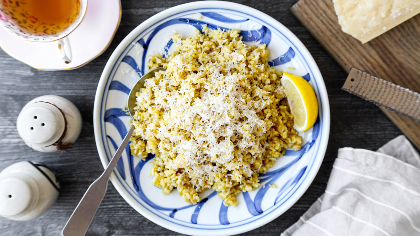 Garlic Brown Rice with Lemon and Thyme