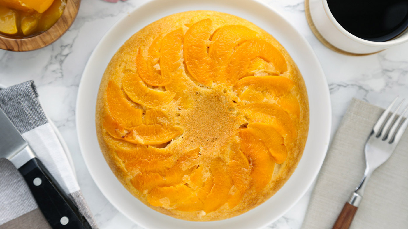 Rice Cooker Peach Upside Down Cake