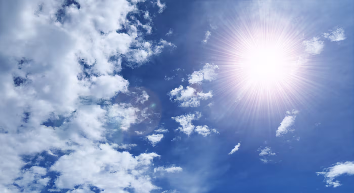 Blue sky and sun on a summer day